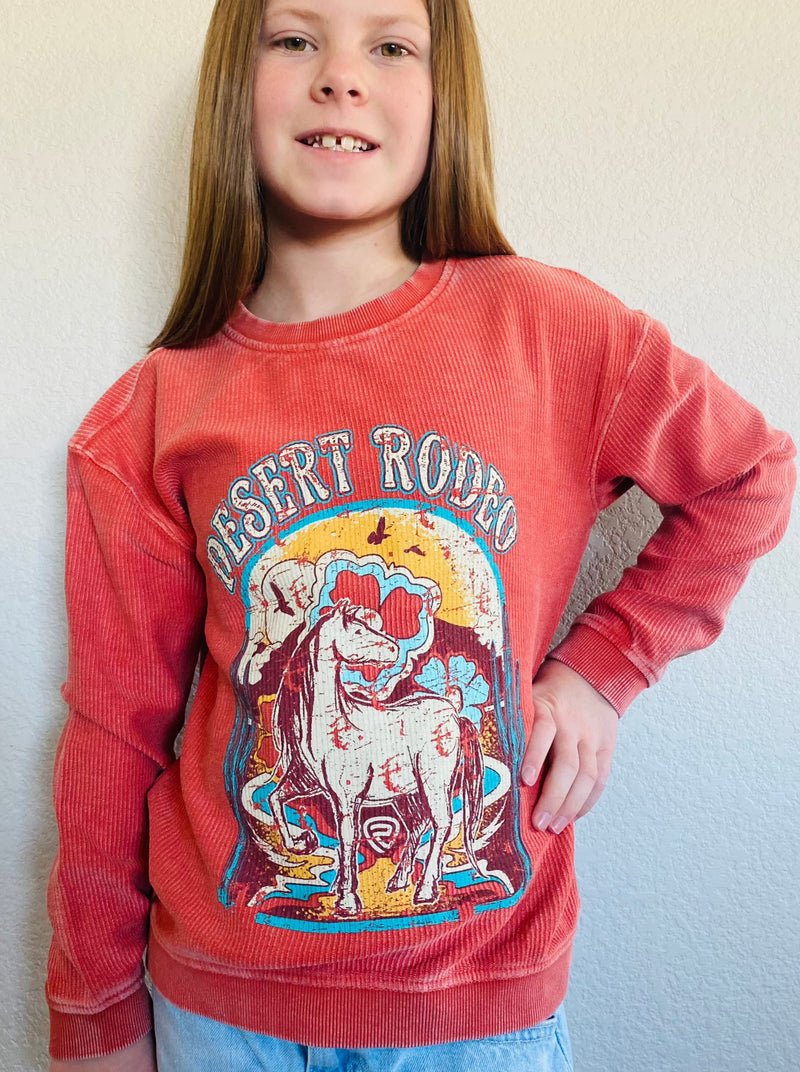 Girls Coral Desert Rodeo Graphic Pullover