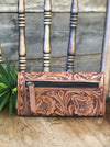 Hand Tooled Leather Women's Wallet - Brown