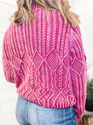 Mock Neck Distressed Wash Sweater
