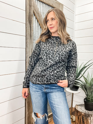 Leopard Print Mock Neck Sweater