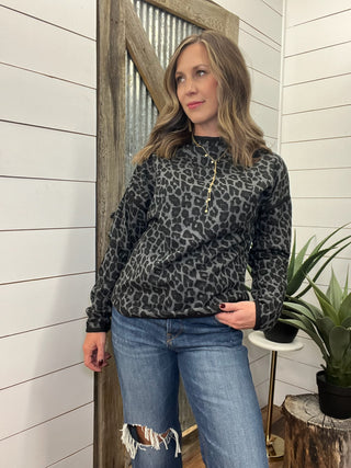 Leopard Print Mock Neck Sweater