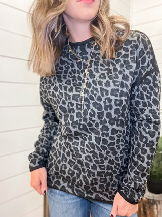 Leopard Print Mock Neck Sweater