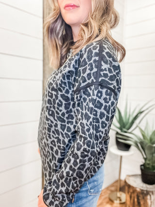Leopard Print Mock Neck Sweater