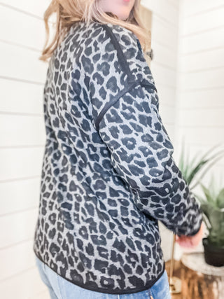 Leopard Print Mock Neck Sweater