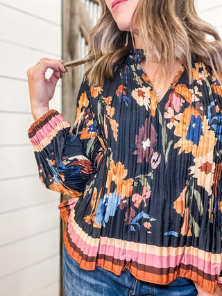 Long Sleeve Blouse with Ruffle Collar