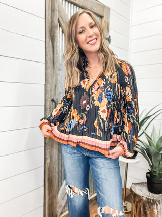 Long Sleeve Blouse with Ruffle Collar