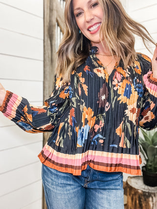 Long Sleeve Blouse with Ruffle Collar