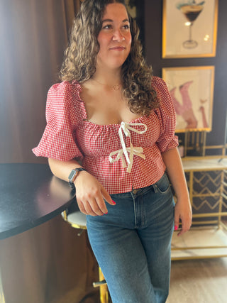 Red + White Gingham Crop Top