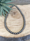 8mm Silver Nickel Oxidized Bead Necklace