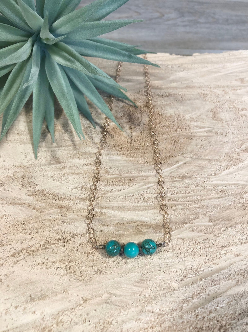 Cripple Creek Turquoise with Bronze Chain Everyday Necklace