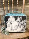 Turquoise Large Square Cowhide Jewelry Box