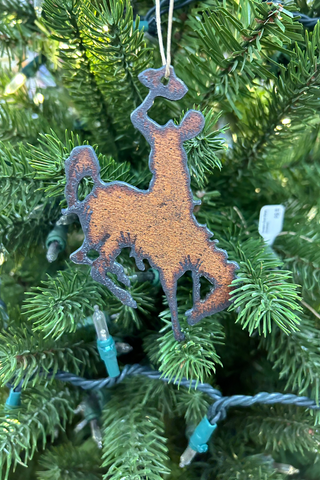 Bronc Rider with Hat Metal Ornament