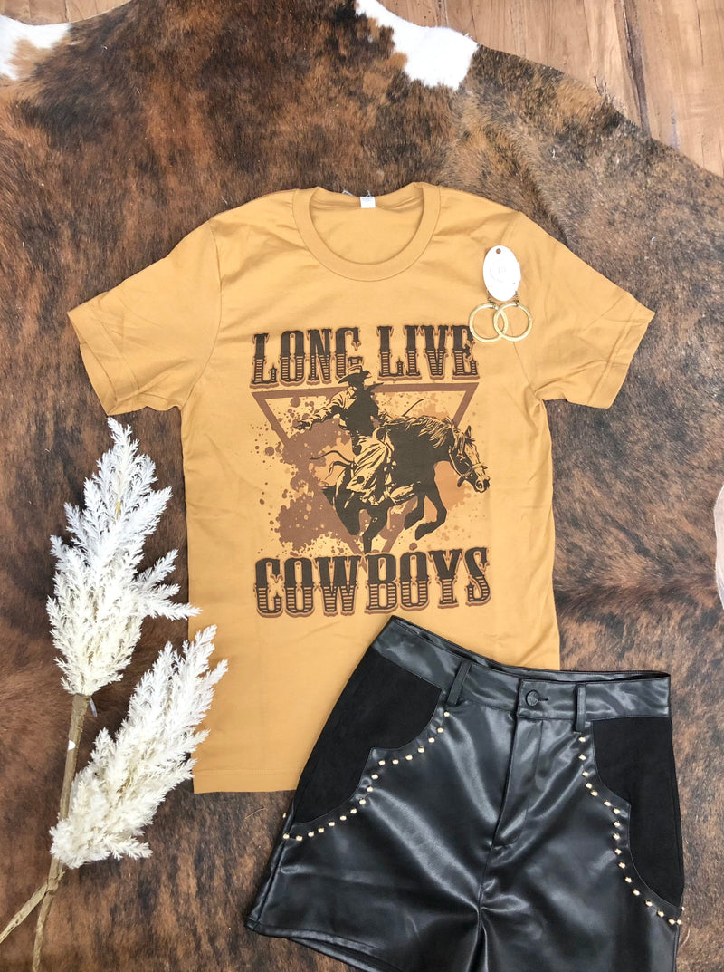 Brown Long Live Cowboys Vintage Graphic Tee