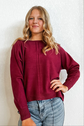 Viscose Front Seam Crewneck Sweater
