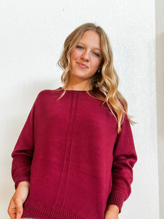 Viscose Front Seam Crewneck Sweater