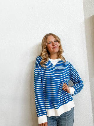 Striped Banded Long Sleeve Top