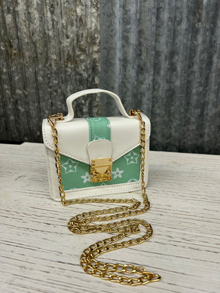 Mint + White LV Inspired Girls Purse
