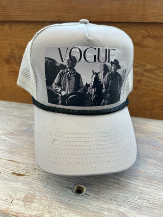 Vintage Cowboy Movie Trucker - Gray + Black Rope
