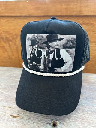 Vintage Cowboy Movie Trucker - Black + Black Rope