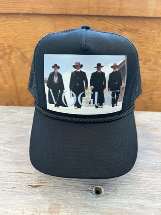 Vintage Cowboy Movie Trucker - Black + White Rope