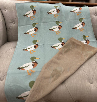 Cotton Knit Baby Blanket with Ducks