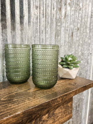 12 Oz. Drinking Glass with Raised Dots - Green