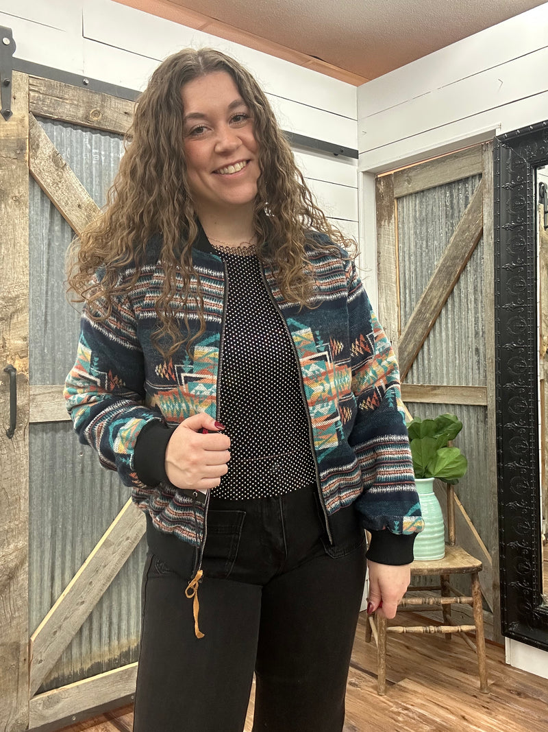 Aztec Zip Bomber Jacket