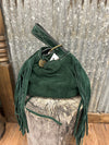 Green Suede Wristlet Pouch Purse