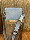 Powder Blue Suede Bum Bag with White Figure 8