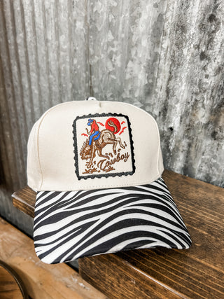 Bucking Horse Hat + Zebra Print Brim