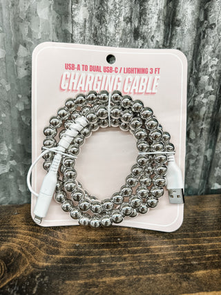Silver Bead Charging Cable - 3 FT.