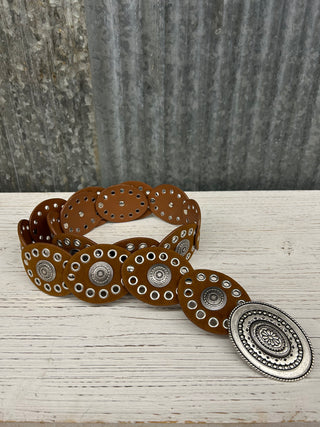 Brown Scalloped Belt with Grommets