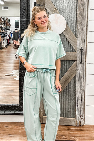 Sage Cropped Tee + Sweat Set