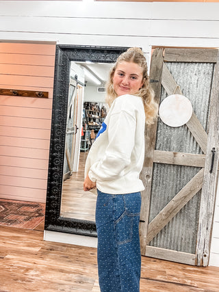 Cuffed Polka Dot Crop Jeans