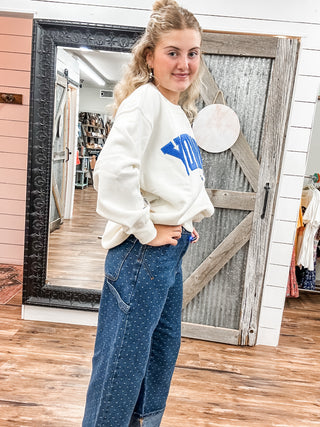 Cuffed Polka Dot Crop Jeans