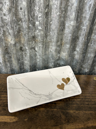 Gold Hearts Ceramic Trinket Tray