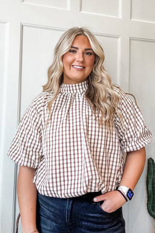 Checker Texture Back Bow Balloon Top