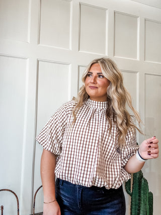 Checker Texture Back Bow Balloon Top