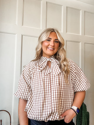 Checker Texture Back Bow Balloon Top