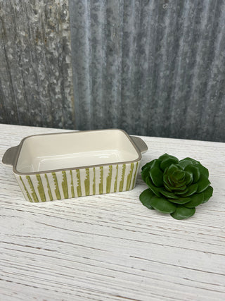 Hand Stamped Stoneware Baker with Pattern