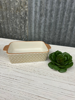 Hand Stamped Stoneware Baker with Pattern