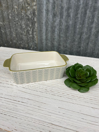 Hand Stamped Stoneware Baker with Pattern