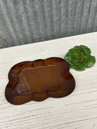 Brown Stoneware Scalloped Plate