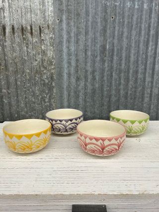 Hand Painted Stoneware Bowl with Botanical Design