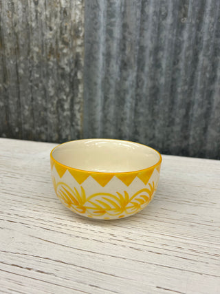 Hand Painted Stoneware Bowl with Botanical Design