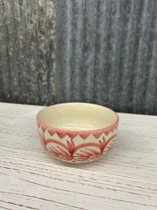 Hand Painted Stoneware Bowl with Botanical Design