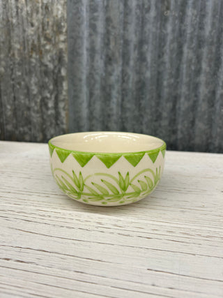 Hand Painted Stoneware Bowl with Botanical Design