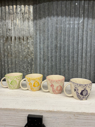 12 Oz. Stoneware Botanical Mugs