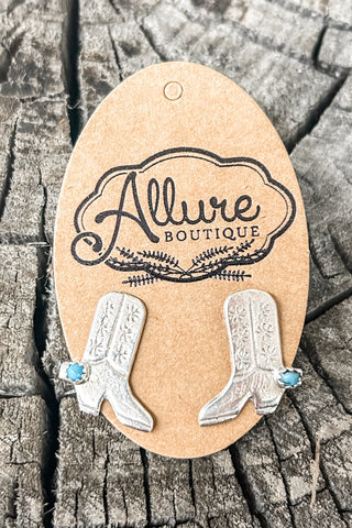 Sterling Silver Cowboy Boot Earrings