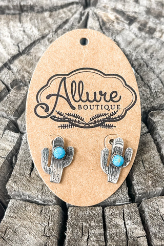 Turquoise Cactus Studs